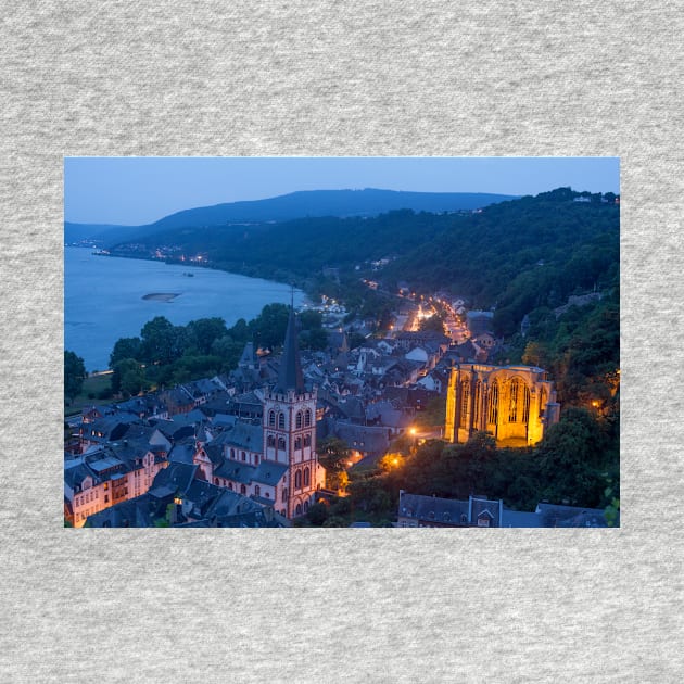 Old town, dusk, Bacharach, Middle Rhine, Rhine, evening by Kruegerfoto